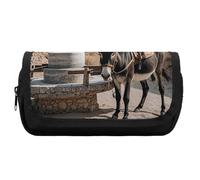 HETVBNS Astuccio portamatite a forma di asino, extra large, a doppio strato, con cerniera, astuccio portatile per cosmetici, per viaggi, cancelleria da ufficio, per donne e uomini
