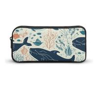 HETVBNS Astuccio portamatite con balena subacquea, grande capacità, con cerniera, organizer per matite resistente, piccola borsa per cosmetici portatile per ufficio, viaggi