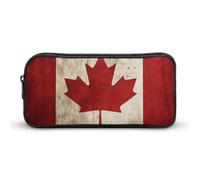 HETVBNS Astuccio portamatite con bandiera del Canada retrò, grande capacità, con cerniera, organizer per matite resistente, piccola borsa per cosmetici portatile per ufficio, viaggi