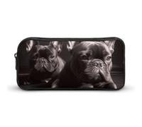 HETVBNS Astuccio portamatite con bulldog francese, grande capacità, con cerniera, organizer resistente, piccola borsa per cosmetici portatile per ufficio, viaggi