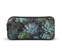 HETVBNS Astuccio portamatite con cerniera di grande capacità, con motivo piante grasse, organizer per matite resistente, piccola borsa per cosmetici portatile per ufficio, viaggi