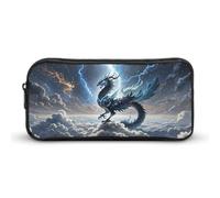 HETVBNS Astuccio portamatite con drago volante, grande capacità, con cerniera, organizer per matite resistente, piccola borsa per cosmetici portatile per ufficio, viaggi