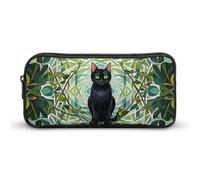 HETVBNS Astuccio portamatite con gatto nero, grande capacità, con cerniera, organizer resistente, piccola borsa per cosmetici portatile per ufficio, viaggi