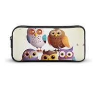 HETVBNS Astuccio portamatite con gufi, grande capacità, con cerniera, organizer per matite resistente, piccola borsa per cosmetici portatile per ufficio, viaggi