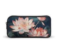 HETVBNS Astuccio portamatite con libellula e fiore, grande capacità, con cerniera, organizer per matite resistente, piccola borsa per cosmetici portatile per ufficio, viaggi