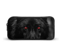 HETVBNS Astuccio portamatite con lupo dagli occhi rossi e neri, grande capacità, organizer per matite resistente, piccola borsa cosmetica portatile per ufficio, viaggi