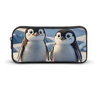 HETVBNS Astuccio portamatite con pinguini carini, grande capacità, con cerniera, organizer per matite resistente, piccola borsa per cosmetici portatile per ufficio, viaggi