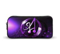 HETVBNS Astuccio portamatite con simbolo musicale viola, grande capacità, con cerniera, organizer resistente, piccola borsa per cosmetici portatile per ufficio, viaggi