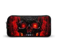 HETVBNS Astuccio portamatite con teschio nero e rosso, grande capacità, con cerniera, organizer per matite resistente, piccola borsa per cosmetici portatile per ufficio, viaggi