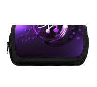 HETVBNS Astuccio viola con simbolo musicale extra large, astuccio a doppio strato con cerniera, astuccio portatile per cosmetici, per viaggi, cancelleria da ufficio, per donne e uomini