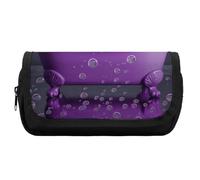 HETVBNS Astuccio viola con vasca da bagno e margherita, extra large, astuccio a doppio strato con cerniera, astuccio portatile per cosmetici, per viaggi, cancelleria da ufficio, per donne e uomini
