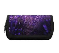 HETVBNS Astuccio viola lavanda extra large, astuccio a doppio strato con cerniera, borsa portatile per cosmetici da viaggio, organizer per cancelleria da ufficio per donne e uomini