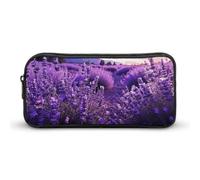 HETVBNS Astuccio viola lavanda grande capacità con cerniera, organizer per matite resistente, piccola borsa cosmetica portatile per ufficio, viaggi