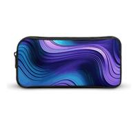HETVBNS Astuccio viola ondulato con cerniera di grande capacità, organizer per matite resistente, piccola borsa cosmetica portatile per ufficio, viaggi
