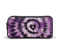 HETVBNS Astuccio viola tie dye, grande capacità, con cerniera, organizer per matite resistente, piccola borsa per cosmetici portatile per ufficio, viaggi