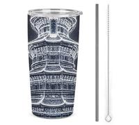 HETVBNS Beijing Tiantan - Bicchiere in acciaio inox con cannuccia e coperchio, tazza da caffè isolata sottovuoto, a tenuta stagna, per auto