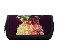 HETVBNS Bellissimo astuccio con ananas extra large, astuccio a doppio strato con cerniera, borsa portatile per cosmetici, per viaggi, cancelleria da ufficio, per donne e uomini