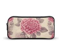 HETVBNS Bellissimo astuccio vintage a forma di fiore, grande capacità, con cerniera, organizer per matite resistente, piccola borsa per cosmetici portatile per ufficio, viaggi