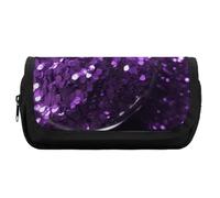 HETVBNS Bellissimo astuccio viola glitterato extra large, astuccio a doppio strato con cerniera, astuccio portatile per cosmetici, per viaggi, cancelleria da ufficio, per donne e uomini