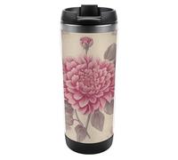 HETVBNS Bellissimo bicchiere vintage in acciaio inox con coperchio, tazza da caffè portatile a prova di perdite, tazza da viaggio per bevande calde/fredde, palestra e ufficio