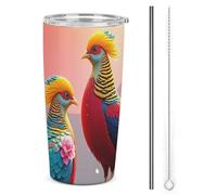 HETVBNS Bicchiere da 590 ml in acciaio inox con cannuccia e coperchio, bella tazza da caffè isolata sottovuoto, a prova di perdite, tazza da viaggio per auto