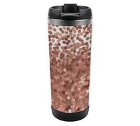 HETVBNS Bicchiere da caffè con coperchio, in acciaio inox, con glitter, colore oro rosa, da 350 ml, portatile, a prova di perdite, per bevande calde/fredde, palestra e ufficio