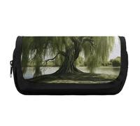 HETVBNS Big Trees, astuccio extra large, a doppio strato, con cerniera, borsa portatile per cosmetici, per viaggi, cancelleria da ufficio, per donne e uomini