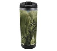 HETVBNS Big Trees - Bicchiere da caffè con coperchio, in acciaio inox, portatile, a prova di perdite, per bevande calde/fredde, palestra e ufficio