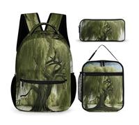 HETVBNS Big Trees - Set di 3 zaini, zaino resistente e isolato, astuccio portatile per uomini e donne