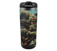 HETVBNS Biodiversity - Bicchiere da caffè portatile in acciaio inox con coperchio, a prova di perdite, da viaggio, per bevande calde/fredde, palestra e ufficio