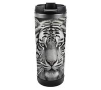 HETVBNS Black and White Tiger - Bicchiere in acciaio inox con coperchio, tazza da caffè portatile a prova di perdite, tazza da viaggio per bevande calde/fredde, palestra e ufficio