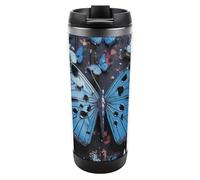 HETVBNS Blue Butterfly, bicchiere in acciaio inox con coperchio, tazza da caffè portatile a prova di perdite, tazza da viaggio per bevande calde/fredde, palestra e ufficio