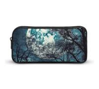 HETVBNS Blue Moon, astuccio con cerniera di grande capacità, organizer per matite resistente, piccola borsa per cosmetici portatile per ufficio, viaggi
