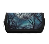 HETVBNS Blue Moon, astuccio extra large, a doppio strato, con cerniera, borsa portatile per cosmetici da viaggio, organizer per cancelleria da ufficio, per donne e uomini