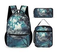 HETVBNS Blue Moon - Set di 3 zaini, resistenti e isolati, per il pranzo, per uomini e donne