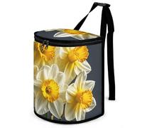 HETVBNS Bouquet di narcisi bidone della spazzatura per auto con coperchio, a prova di perdite, da appendere, impermeabile, per veicoli, camper, bagno, ufficio