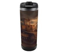 HETVBNS Bulldozer Evening - Bicchiere da caffè con coperchio, in acciaio inox, portatile, a prova di perdite, per bevande calde/fredde, palestra e ufficio