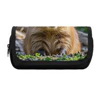 HETVBNS Capybara - Astuccio con occhi chiusi, extra large, a doppio strato, con cerniera, portatile, per viaggi, cancelleria da ufficio, per donne e uomini