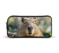 HETVBNS Capybara - Astuccio per matite con occhi chiusi, grande capacità, con cerniera, organizer resistente, piccola borsa per cosmetici portatile per ufficio, viaggi