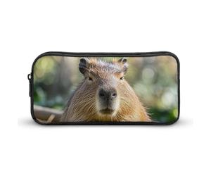 HETVBNS Capybara - Astuccio per matite con occhi chiusi, grande capacità, con cerniera, organizer resistente, piccola borsa per cosmetici portatile per ufficio, viaggi