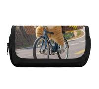 HETVBNS Cats Ride Bikes to Deliver - Astuccio a forma di banane, extra large, astuccio a doppio strato con cerniera, borsa portatile per cosmetici da viaggio, organizer per cancelleria da ufficio per