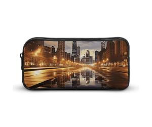 HETVBNS Chicago - Astuccio portamatite, grande capacità, con cerniera, organizer per matite e cosmetici, portatile, per ufficio, viaggi