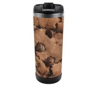 HETVBNS Chocolate Cookie - Bicchiere in acciaio inox con coperchio, tazza da caffè portatile a prova di perdite, tazza da viaggio per bevande calde/fredde, palestra e ufficio