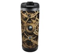 HETVBNS Cool Steampunk Gears - Bicchiere in acciaio inox con coperchio, tazza da caffè portatile a prova di perdite, tazza da viaggio per bevande calde/fredde, palestra e ufficio