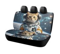 HETVBNS Coprisedili per auto con motivo astronauta con gatto nello spazio, protezione universale per sedili posteriori, antiscivolo, per auto, camion e SUV