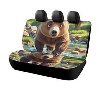 HETVBNS Coprisedili per auto con motivo orso che attraversa il fiume, protezione universale per sedili posteriori, antiscivolo, per auto, camion e SUV
