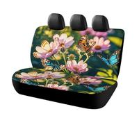 HETVBNS Coprisedili per auto, motivo farfalle e fiori, protezione universale per sedili posteriori, antiscivolo, per auto, camion e SUV