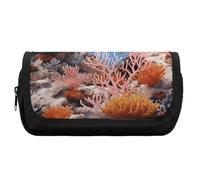 HETVBNS Coral Reef - Astuccio extra large, a doppio strato, con cerniera, portatile, per viaggi, cancelleria da ufficio, per donne e uomini