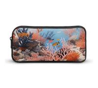 HETVBNS Coral Reef - Astuccio portamatite di grande capacità, con cerniera, organizer per matite resistente, piccola borsa per cosmetici portatile per ufficio, viaggi