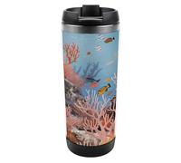 HETVBNS Coral Reef - Bicchiere in acciaio inox con coperchio, portatile, a prova di perdite, da viaggio, per bevande calde/fredde, palestra e ufficio
